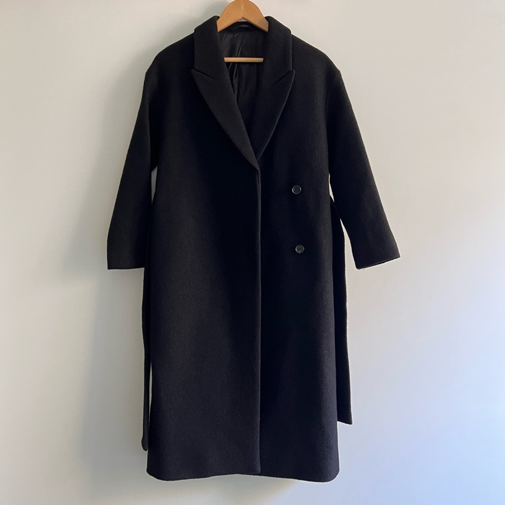 COS 100% Wool Black Belted Coat